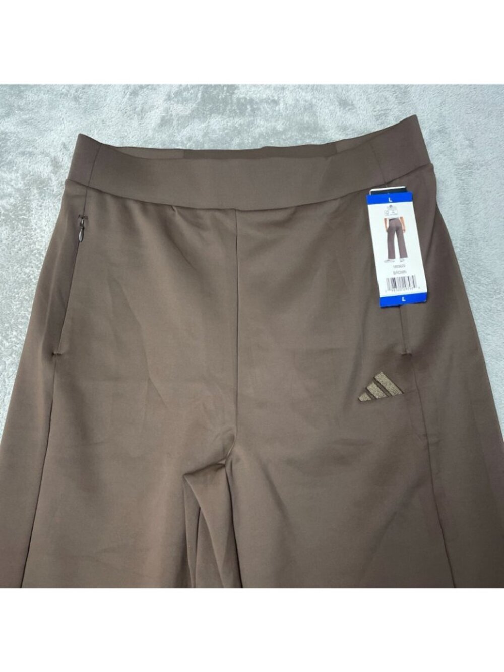 NWT Adidas Women's L Brown Wide-Leg Pants Scuba Pullon F1090 - Picture 13 of 15